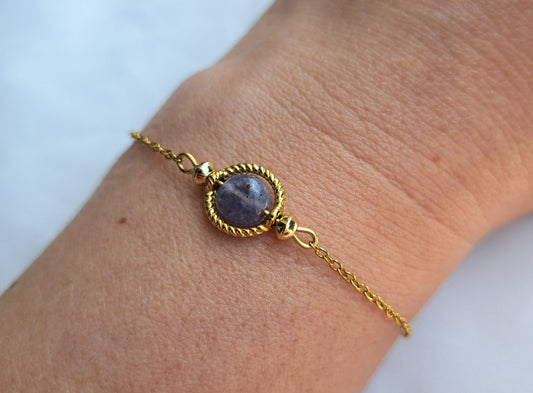 Bracelet pierre Iolite doré