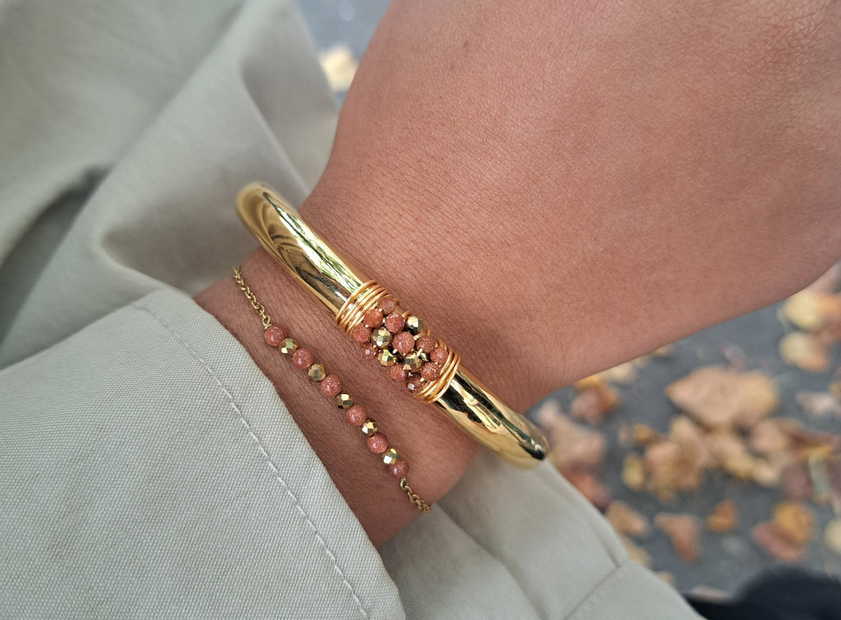 Bracelet jonc et pierres de soleil