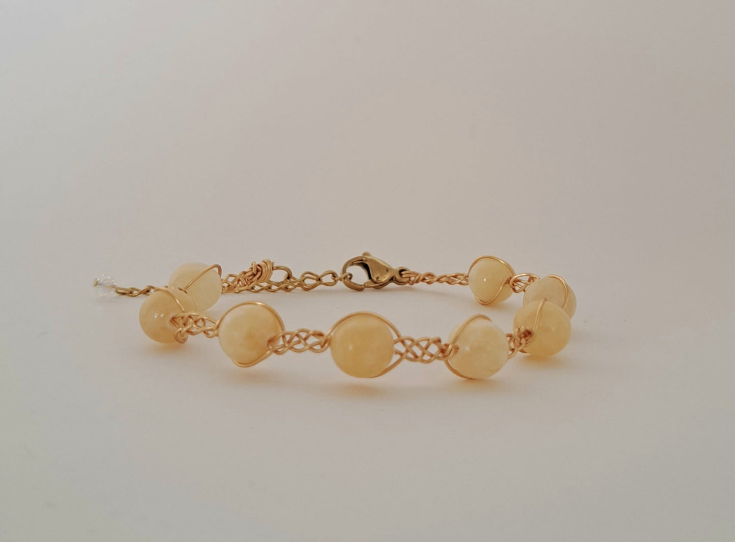 Bracelet tressé Confiance en soi - Pierre de soleil ou Calcite