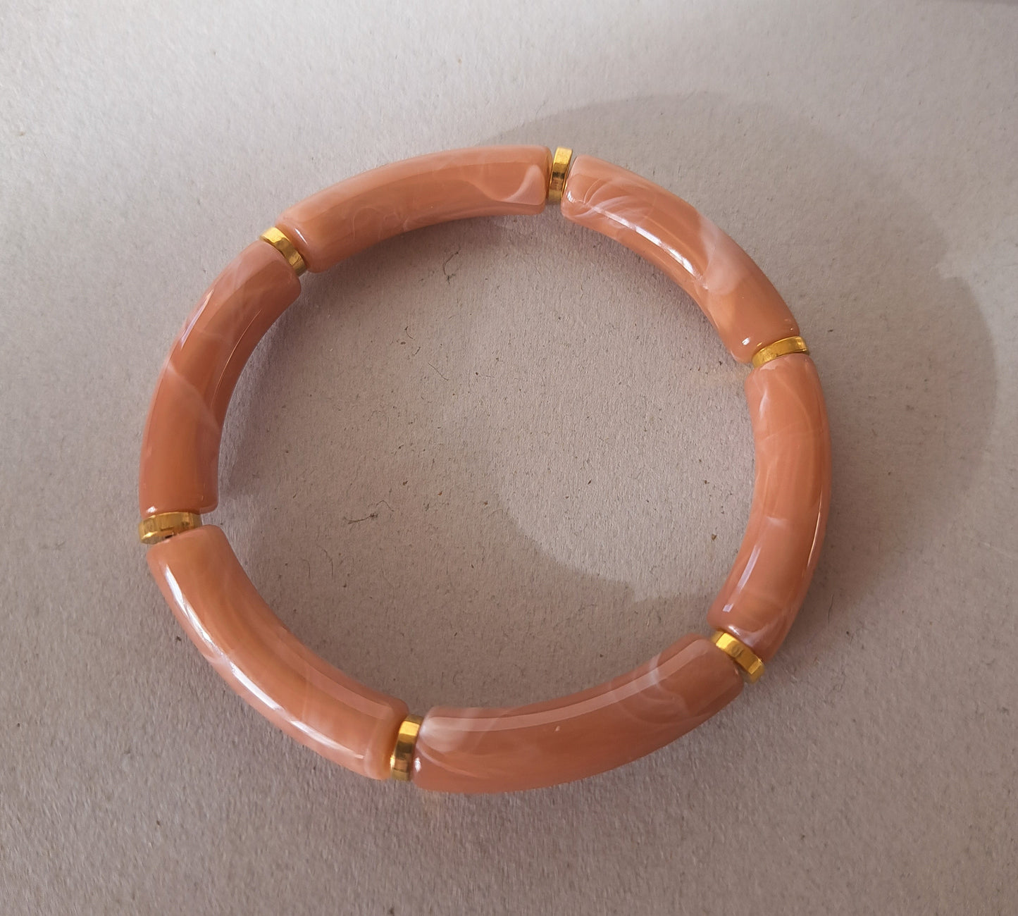 Set of 3 resin bracelets - Old ecru pink