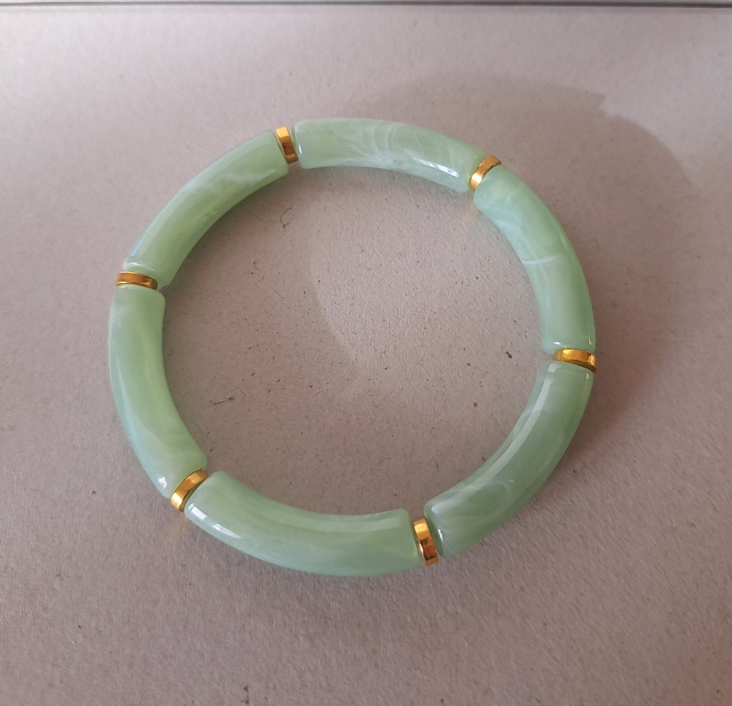 Set of 3 resin bracelets - Ecru green