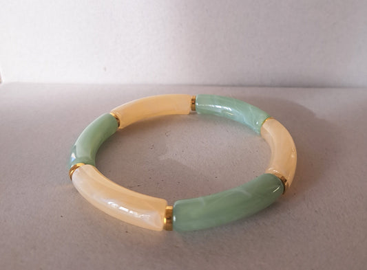 Water green and cream resin bracelet