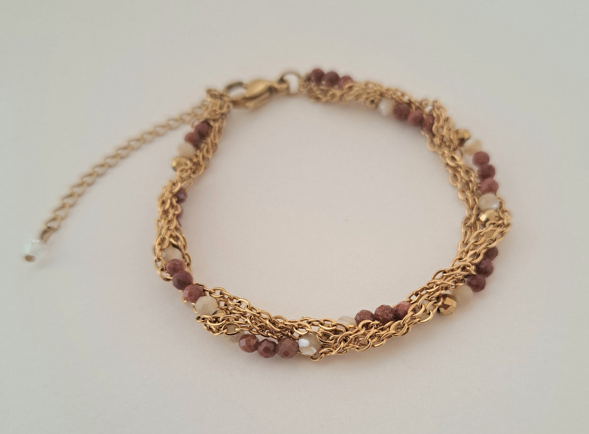 Bracelet tressé perles de soleil