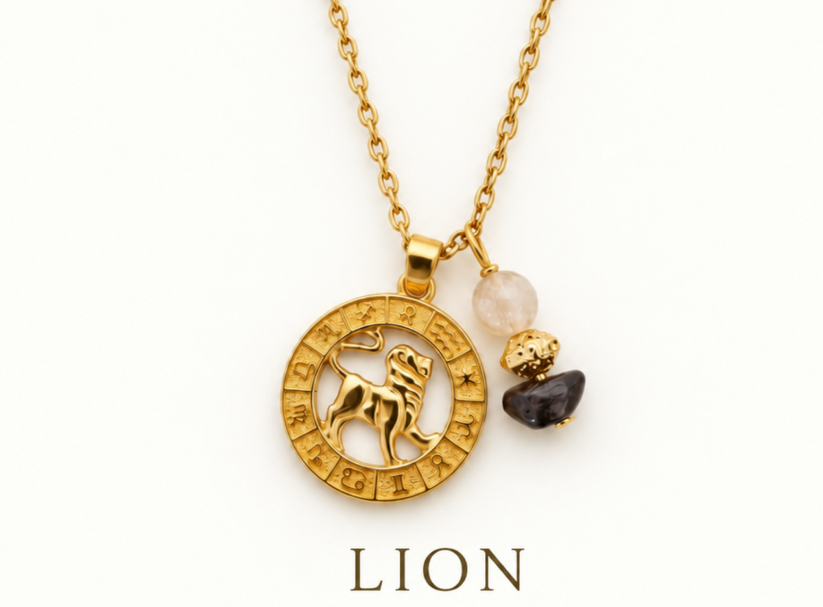 Collier Astro médaillon et pierres naturelles