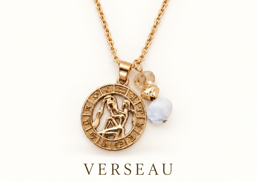 Collier Astro médaillon et pierres naturelles