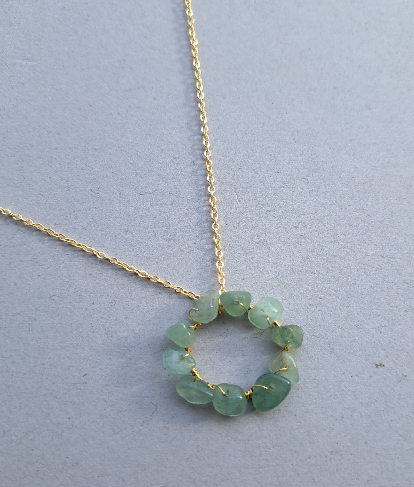 Green aventurine stone pendant necklace