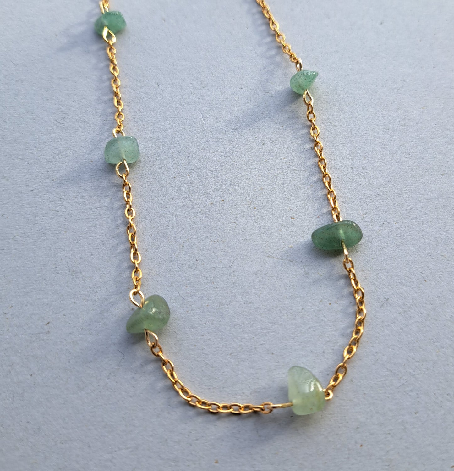 Collier perles Aventurine - Acier inoxydable