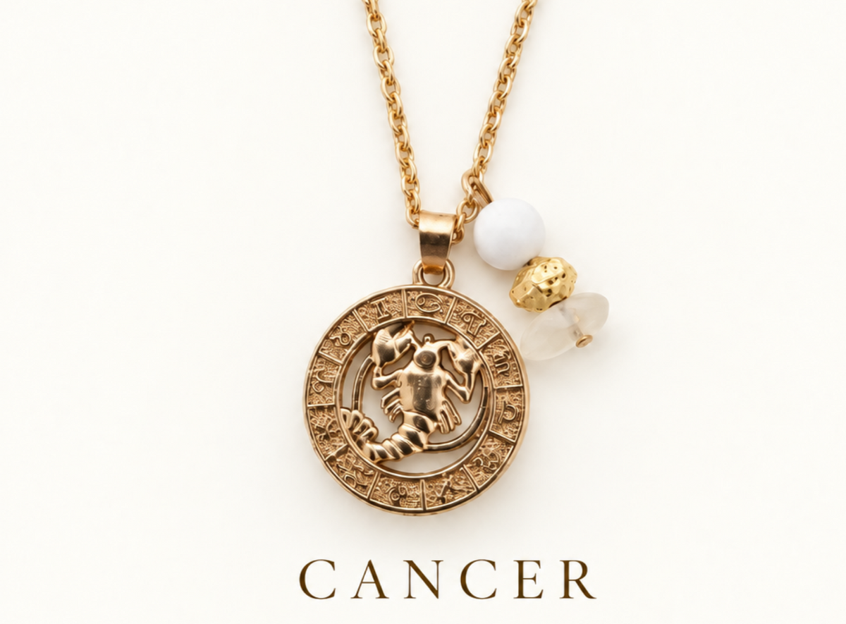 Collier Astro médaillon et pierres naturelles