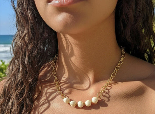 Collier grosses mailles coquillages - SUMMER
