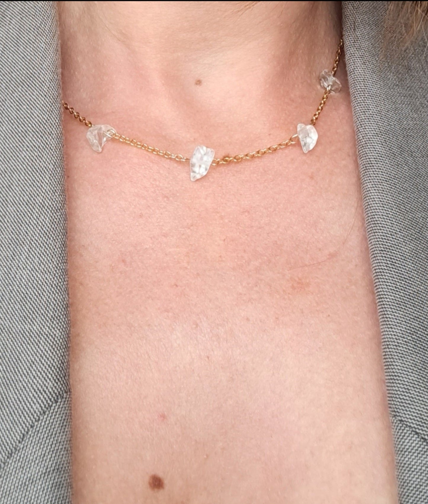 Collier cristal de roche - Acier inoxydable