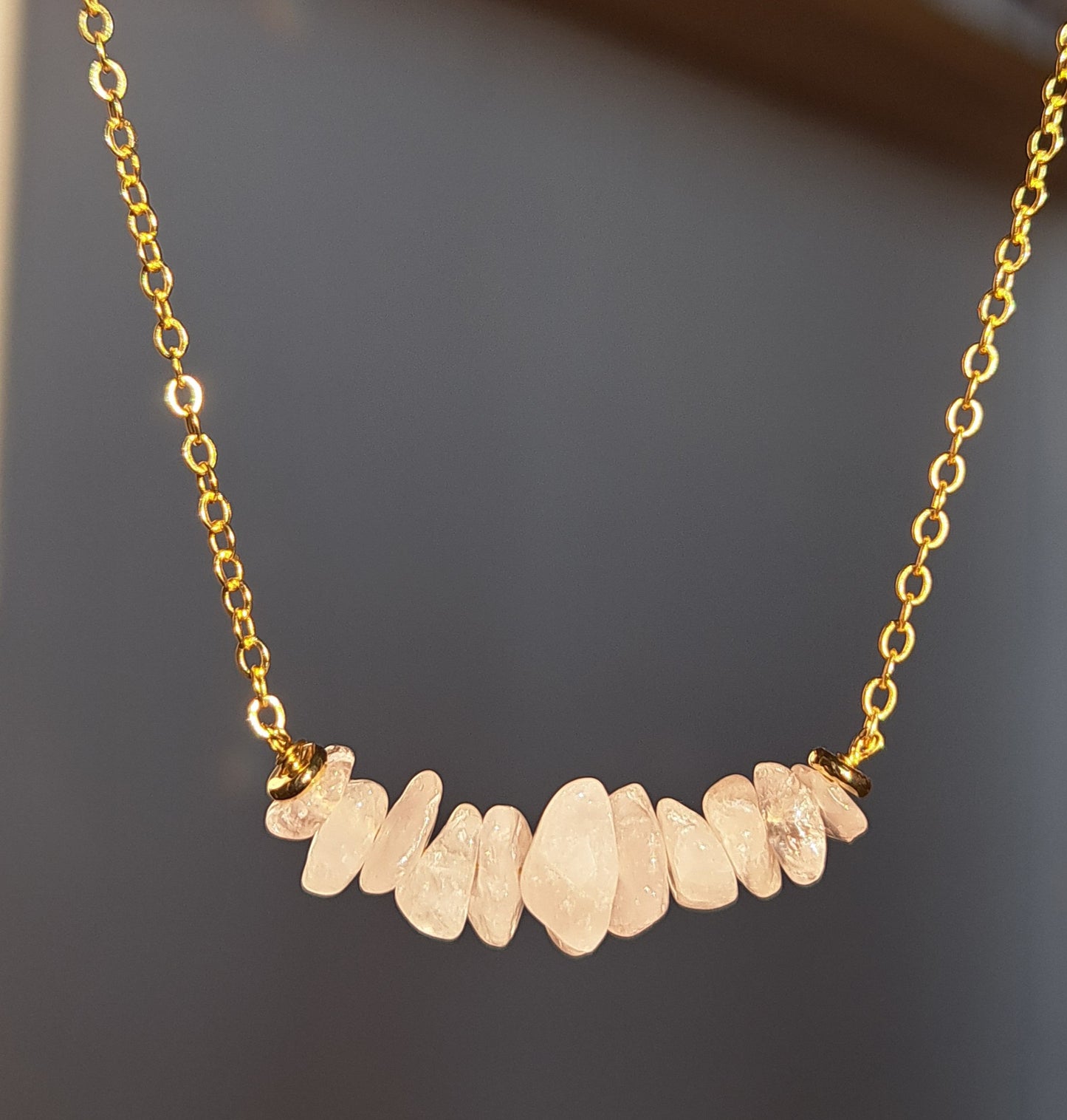 Rose quartz stone necklace