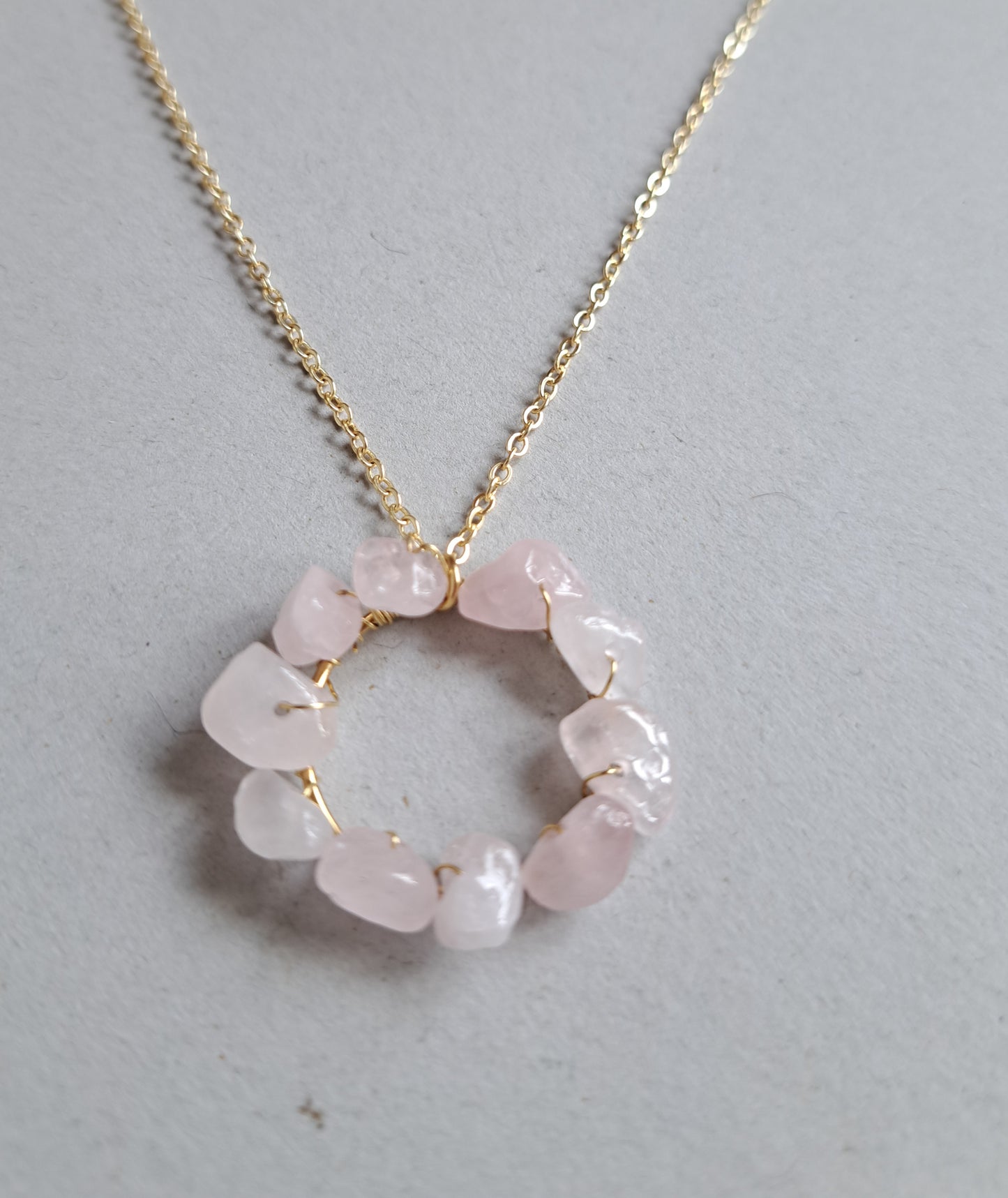 Collier pendentif Quartz rose