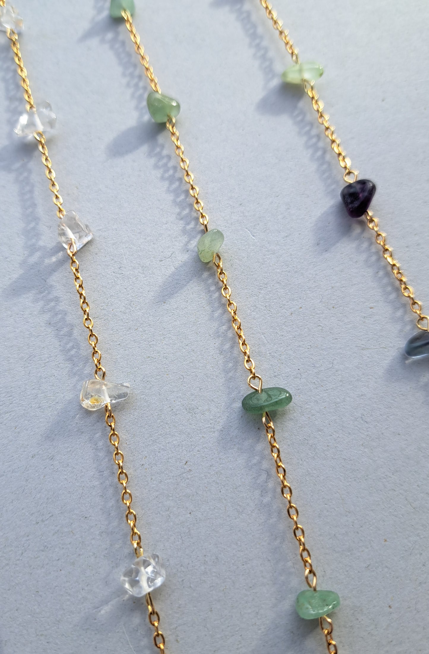 Collier perles de fluorite - Acier inoxydable