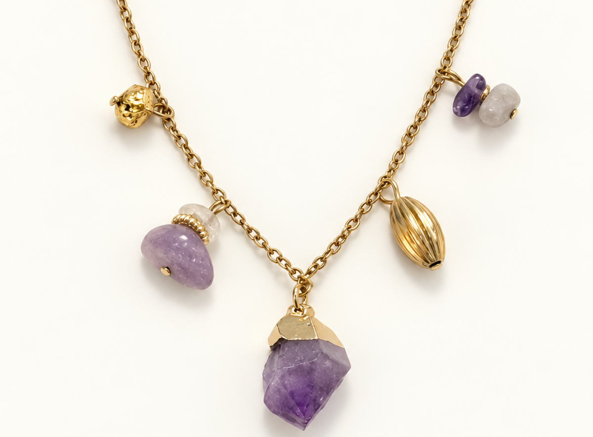 Collier 5 pendentifs - Pierre au choix