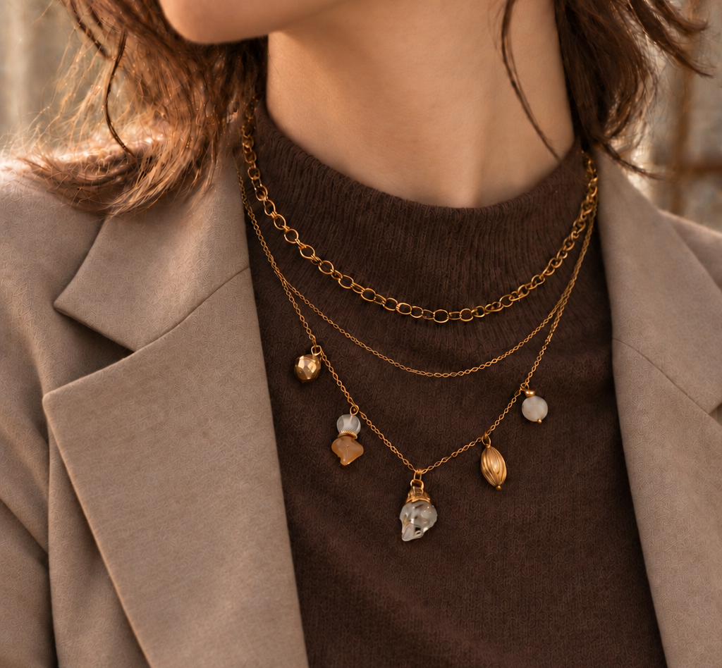 Collier 5 pendentifs - Pierre au choix