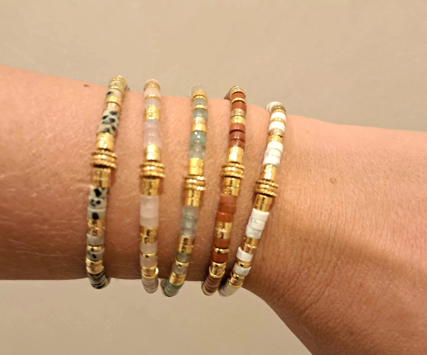 Bracelets perles fines - 5 pierres au choix