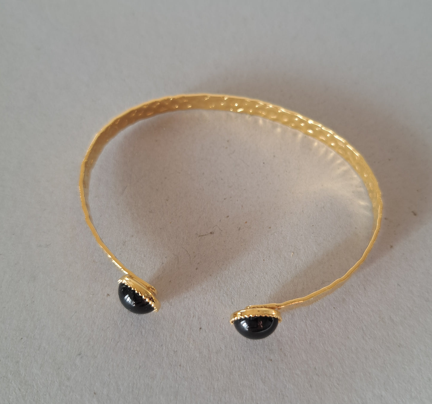 Agate stone bangle bracelet - Gold plated