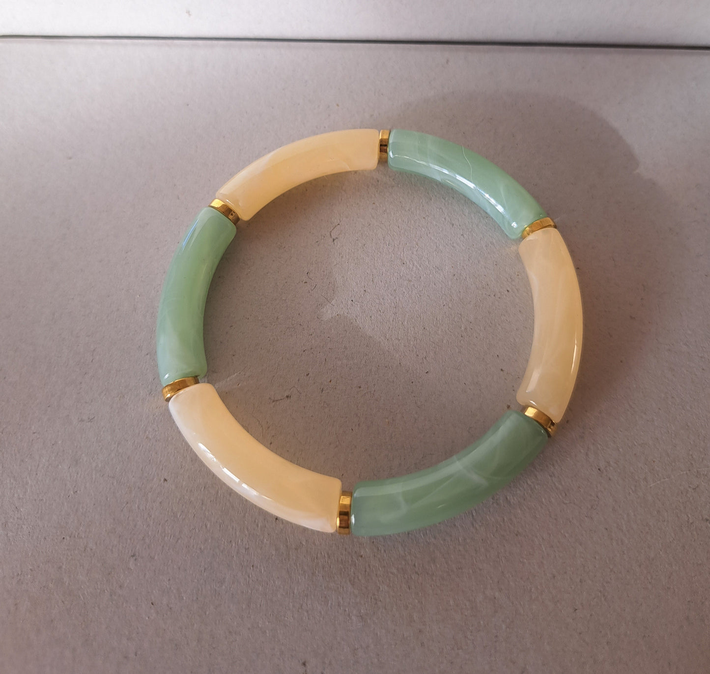 Set of 3 resin bracelets - Ecru green